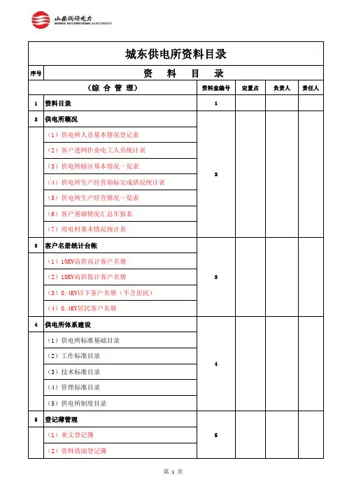 供电所资料目录(新)