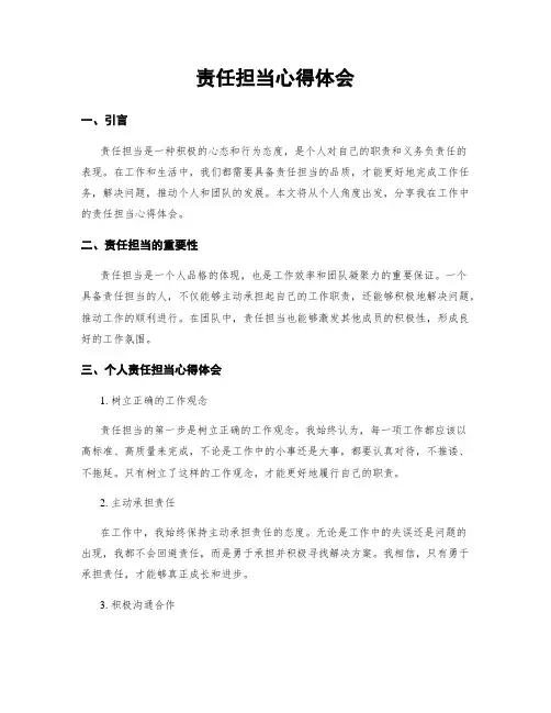 责任担当心得体会