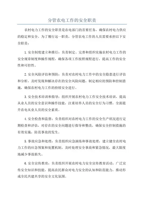 分管农电工作的安全职责