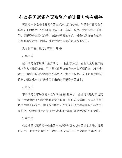什么是无形资产无形资产的计量方法有哪些