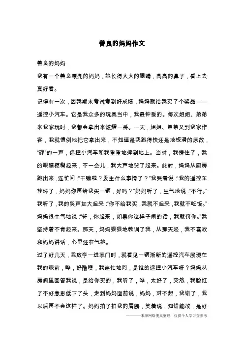 善良的妈妈作文 2