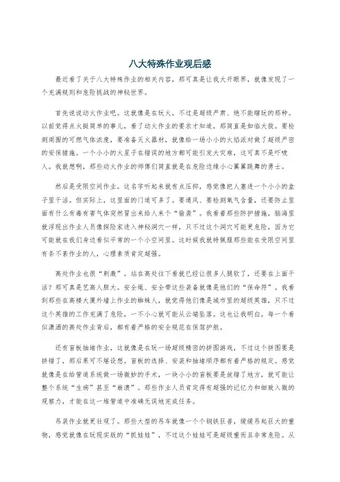 八大特殊作业观后感
