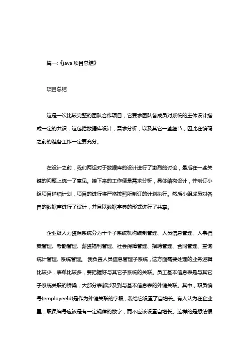 java项目总结报告