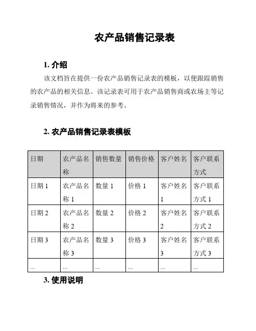 农产品销售记录表