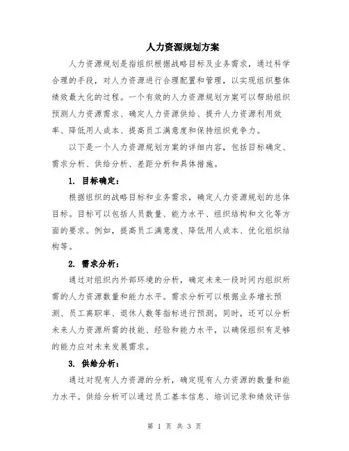 人力资源规划方案