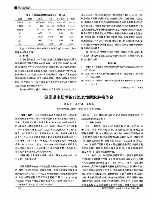 经尿道电切术治疗浅表性膀胱肿瘤体会