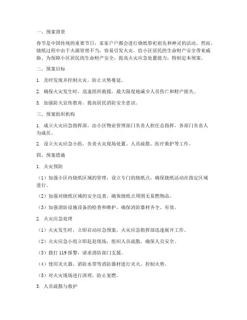 春节小区烧纸应急预案