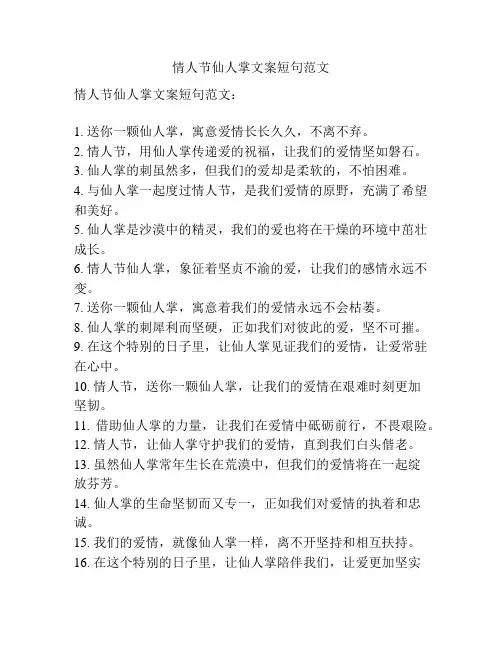 情人节仙人掌文案短句范文
