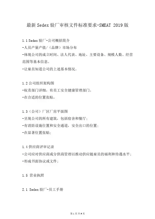 最新Sedex验厂审核文件标准要求-SMEAT 2019版