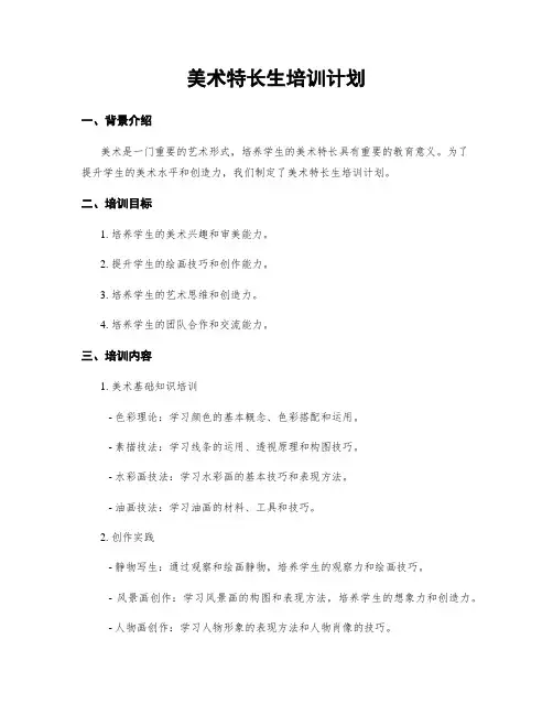 美术特长生培训计划 6