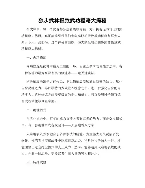 独步武林极致武功秘籍大揭秘