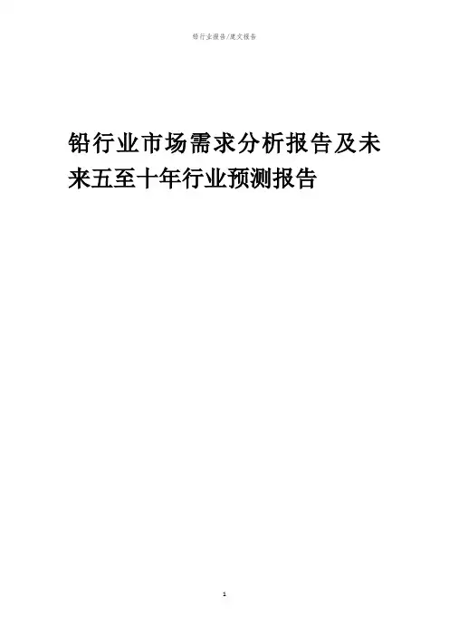 2023年铅行业市场需求分析报告及未来五至十年行业预测报告