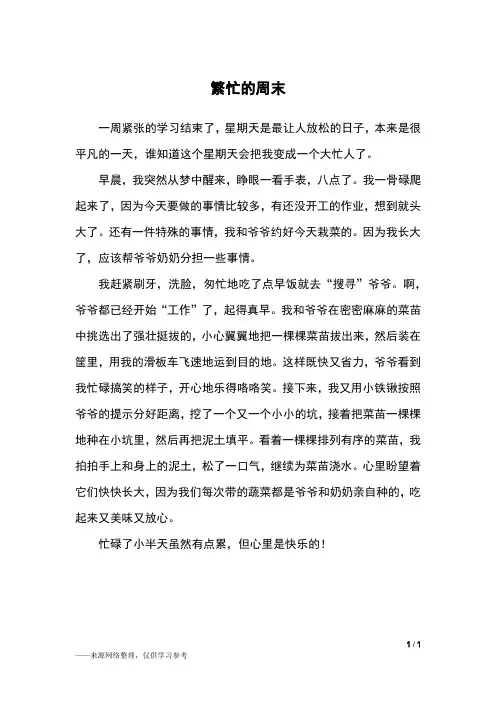 繁忙的周末_四年级作文