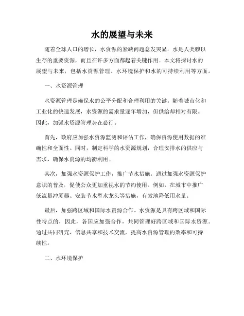 水的展望与未来