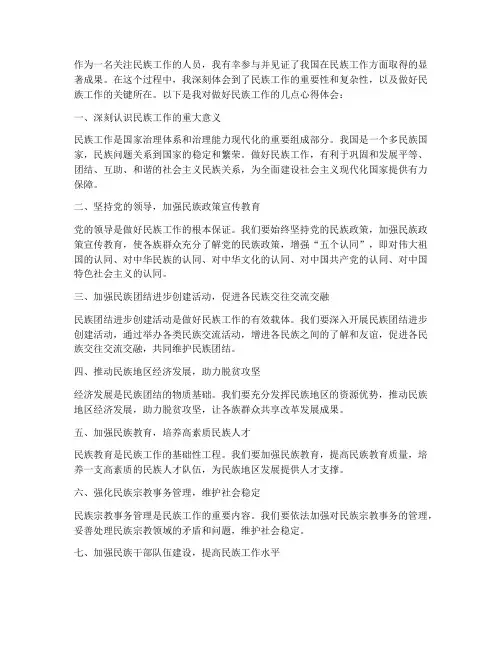 心得体会做好民族工作