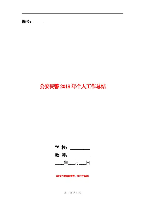 公安民警2018年个人工作总结