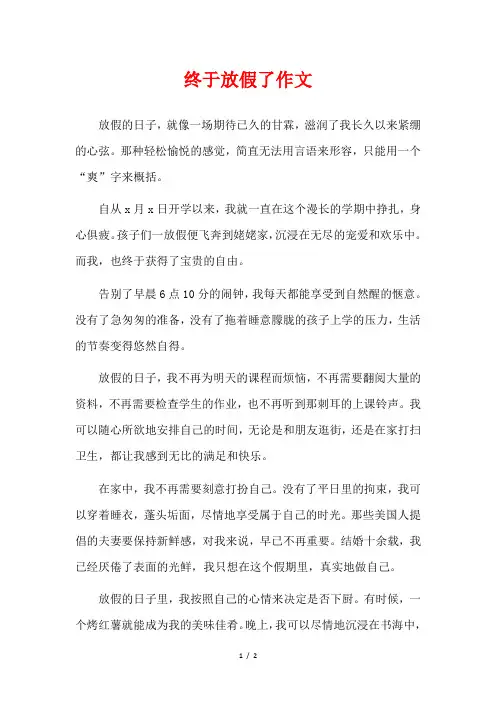 终于放假了作文