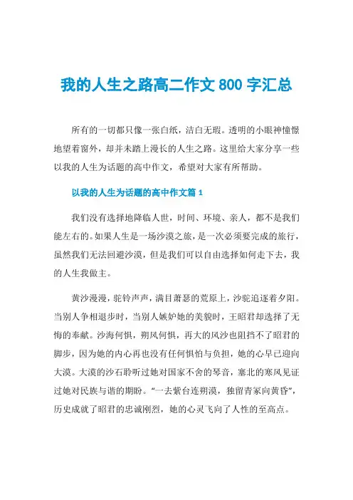 我的人生之路高二作文800字汇总