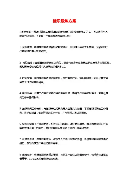 挂职锻炼方案