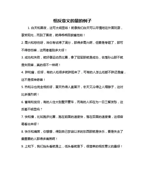相反意义的量的例子