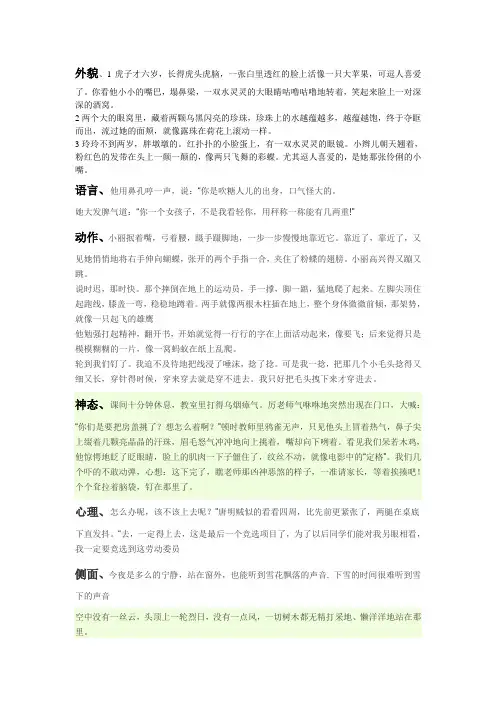细节描写的句子