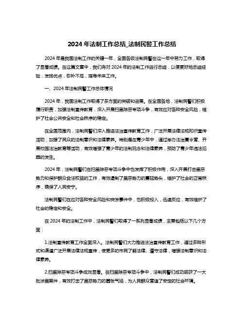2024年法制工作总结_法制民警工作总结