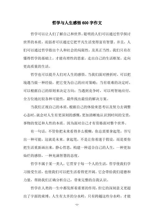 哲学与人生感悟600字作文