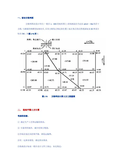 方格网计算土方量教材及例题