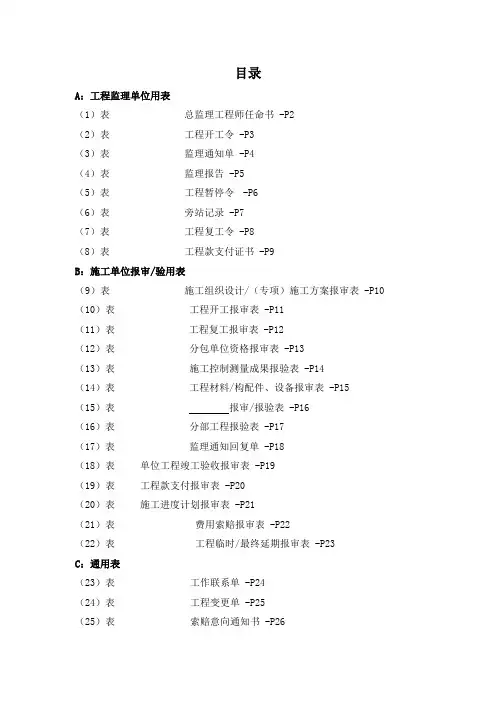 gbt50319-建设工程监理规范表格-全部