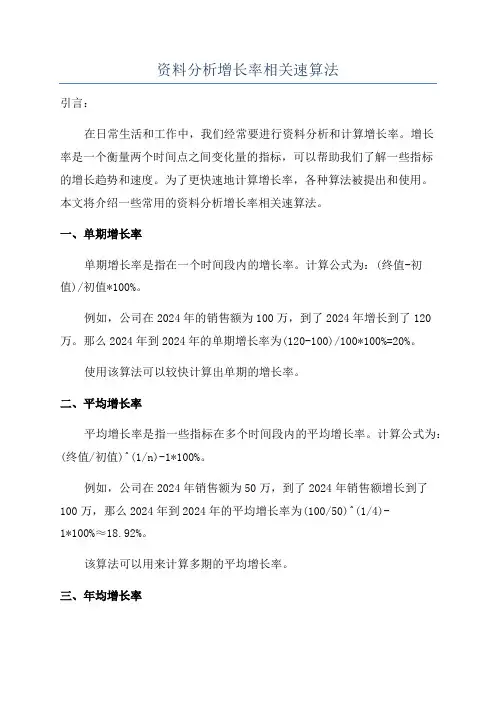 资料分析增长率相关速算法