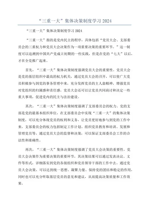 “三重一大”集体决策制度学习2024