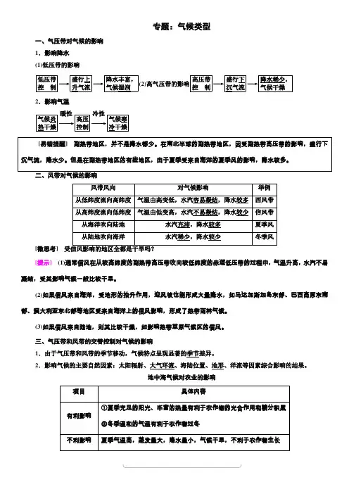 2021地理新教材湘教版：选修性必修一：气候类型