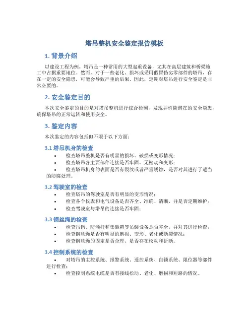 塔吊整机安全鉴定报告模板
