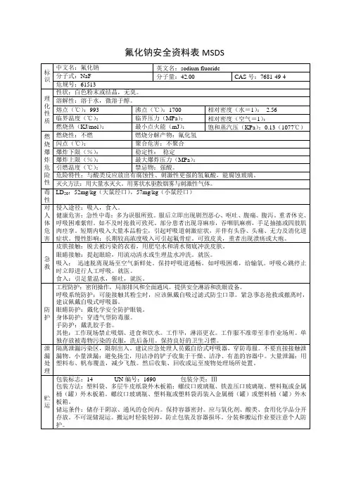 氟化钠安全资料表MSDS