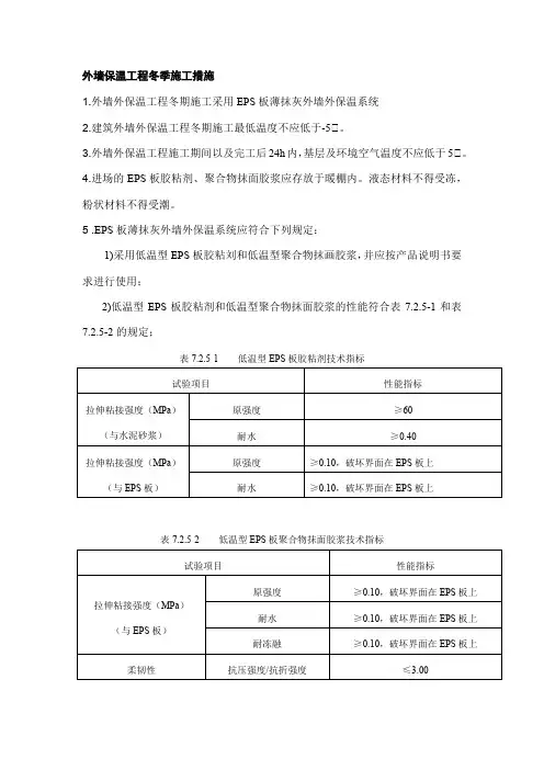 外墙保温工程冬季施工措施