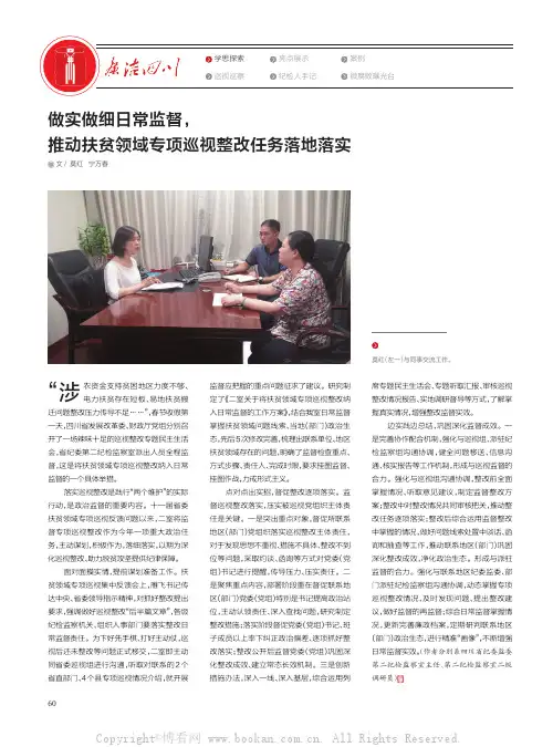 做实做细日常监督,推动扶贫领域专项巡视整改任务落地落实