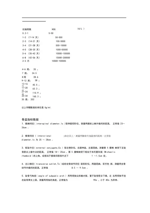 (完整版)怀孕期间各项指标正常值对比