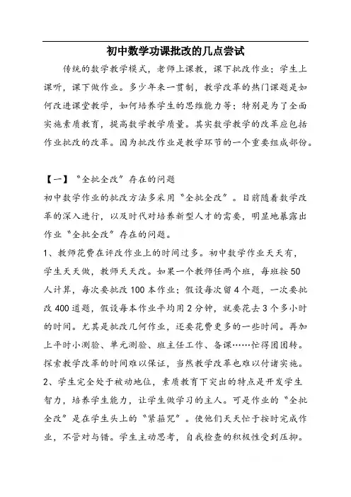 初中数学功课批改的几点尝试