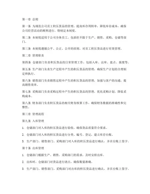 员工积压货品管理制度范本