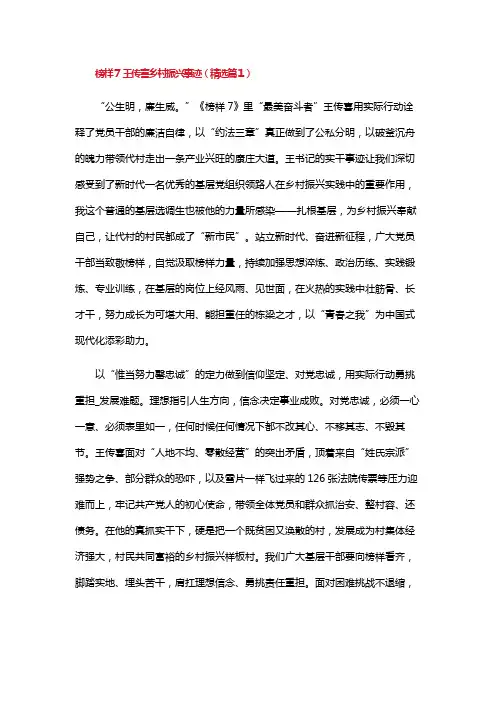 榜样7王传喜乡村振兴事迹