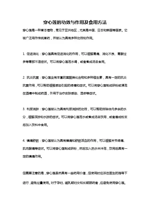 穿心莲的功效与作用及食用方法