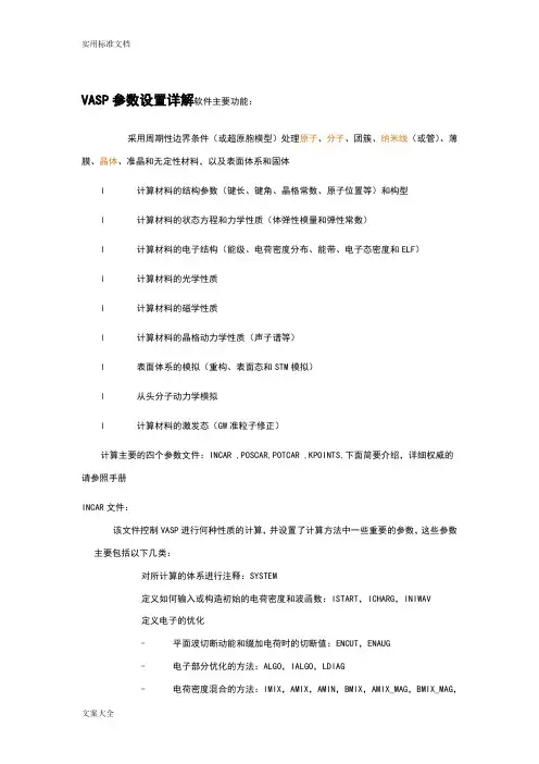 VASP全参数设置详解