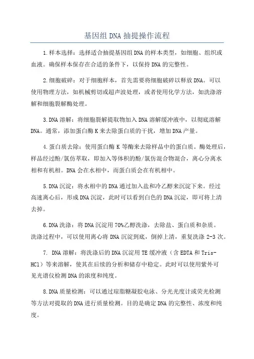 基因组DNA抽提操作流程