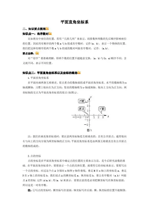 (完整版)平面直角坐标系知识点总结