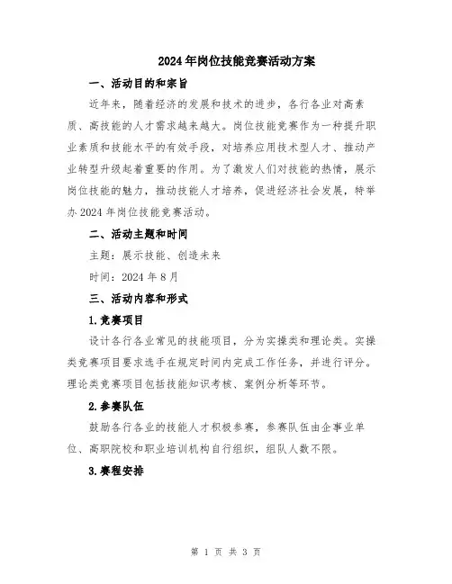 2024年岗位技能竞赛活动方案