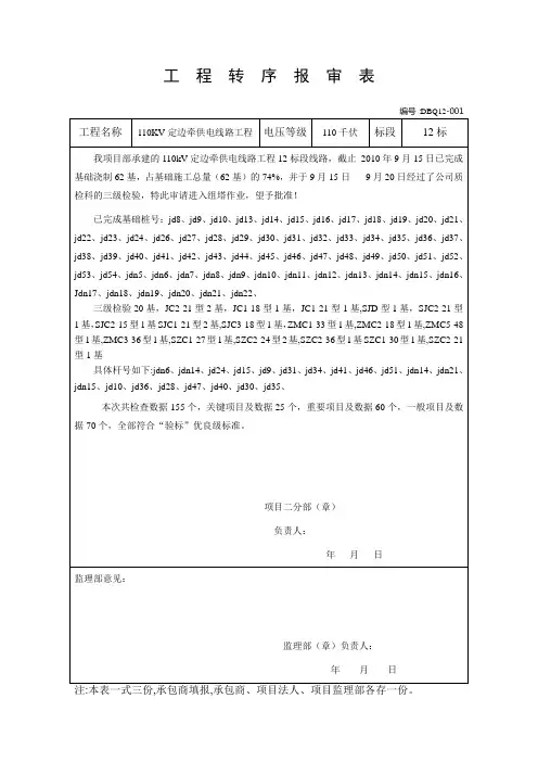 基础工程转序报审表(1)_20091106174914162