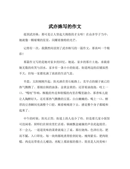 武亦姝写的作文