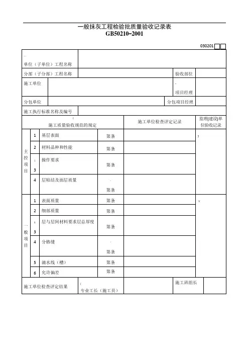 装饰装修工程检验批质量验收记录表