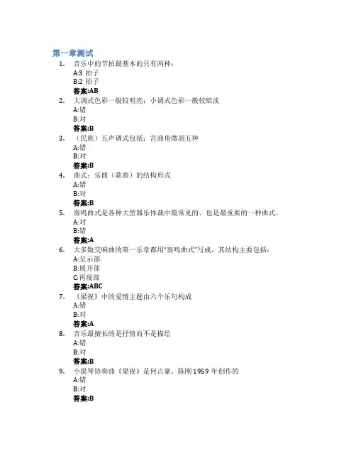 环游音乐世界(山东联盟)智慧树知到答案章节测试2023年山东农业大学