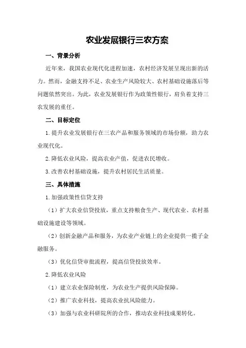 农业发展银行三农方案